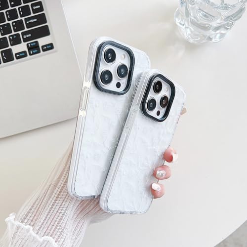 Cute Clear Silicone iPhone 15 Case - White Flowers