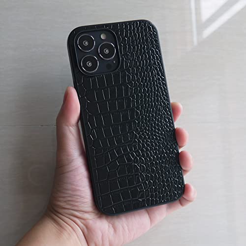 Stylish Crocodile iPhone 13 Pro Max Case - Black