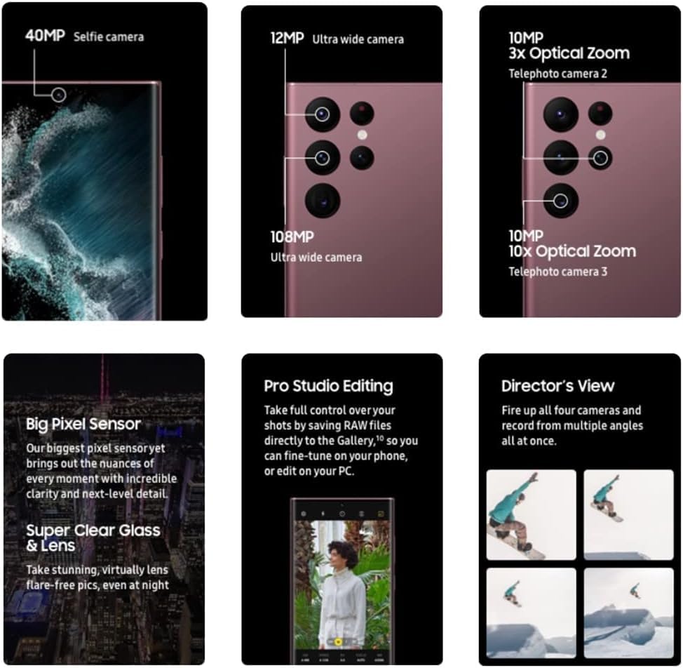 Samsung Galaxy S22 Ultra 128GB Smartphone - Burgundy