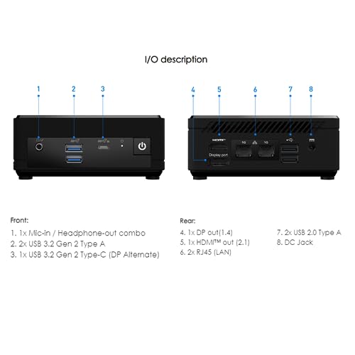 MSI Cubi N ADL Mini PC, Intel N100 Processor (Beats Intel i3-10100), 8GB RAM, 256GB SSD, Wi-Fi 5, Support 4K UHD Dual Display, HDMI, Gigabit Ethernet for Home/Office/Gaming, Windows 11 Pro, Black