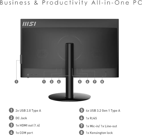 MSI All-in-One Computer Desktop, 23.8" FHD IPS Display, 32GB Memory,1TB SSD, Intel Core Processor Quad-Core Up to 4.40 GHz, WiFi 6, Bluetooth, HDMI, 6 USB Ports, Windows 11, Black