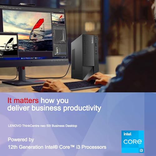 Lenovo ThinkCentre 50t Tower Desktop, 12th Gen Intel 4-Core Processor (Beats Core i7-9700), 16GB RAM, 512GB SSD + 1TB HDD, HDMI Support 2-Monitor 4K, DVD-RW, Wired K&M, Wi-Fi 5, Windows 11 Pro, Black