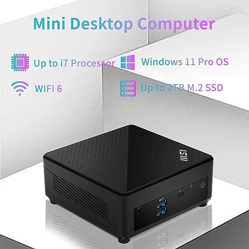 MSI Cubi B0A8 Premium Compact Desktop - 12th Gen Intel i7-1255U Processor, 16GB RAM, 1TB SSD, Wi-Fi 6, Windows 11 Pro, Support 4K@60Hz Triple Display for Home/Office/Gaming