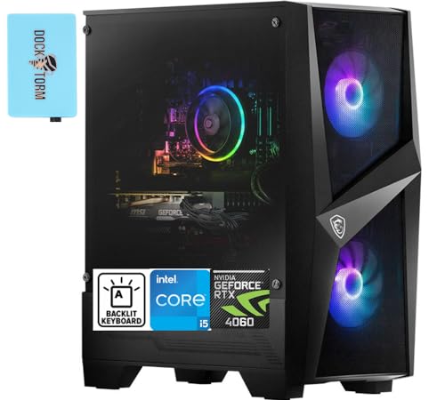 MSI Codex R Gaming Desktop PC (6-Core Intel i5-12400F, GeForce RTX 4060 8GB, 32GB DDR5, 1TB SSD + 2TB HDD, RGB Fans, 650W PSU, RGB Backlit KYB, Mouse, VR Ready, AC WiFi, Win 10 Pro) w/DKZ Hub