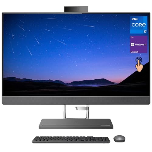 Lenovo IdeaCentre 5 AIO Desktop, 27" QHD 100Hz Touchscreen, Intel Core i7 12700H, 64GB DDR5 RAM, 2TB PCIe SSD, Wi-Fi 6, IR Camera, Windows 11 Pro, HDMI, Ethernet, Wireless KB & Mouse, Black