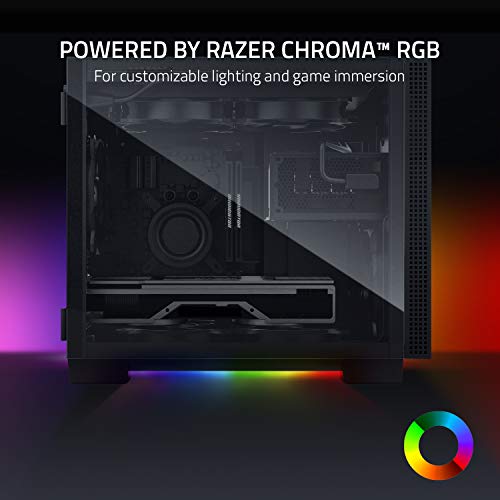 Razer Tomahawk Mini-ITX Gaming Case: Dual-Sided Tempered Glass Swivel Doors, Ventilated Top Panel, Chroma RGB Underglow Lighting, Built-in Cable Management, Classic Black
