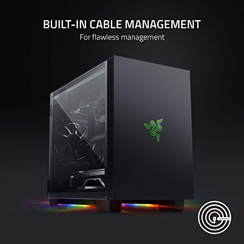 Razer Tomahawk Mini-ITX Gaming Case: Dual-Sided Tempered Glass Swivel Doors, Ventilated Top Panel, Chroma RGB Underglow Lighting, Built-in Cable Management, Classic Black