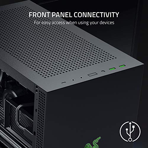 Razer Tomahawk Mini-ITX Gaming Case: Dual-Sided Tempered Glass Swivel Doors, Ventilated Top Panel, Chroma RGB Underglow Lighting, Built-in Cable Management, Classic Black