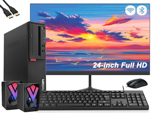 Lenovo ThinkCentre M910S SFF Desktop Computer with 24" Full HD Monitor Bundle PC Set Intel i5-6500 up to 3.6GHz 16G DDR4 RAM 1TB SSD, Keyboard & Mouse, Wi-Fi, Speaker, Windows 10 Pro 64 bit (Renewed)