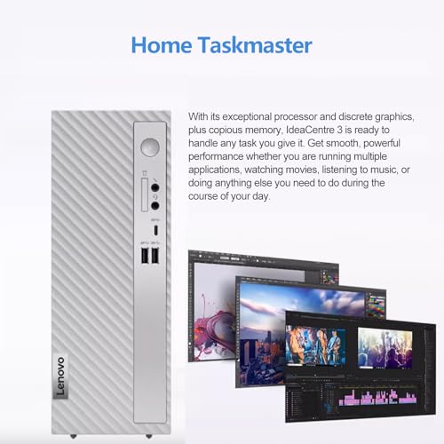 Lenovo IdeaCentre 3 SFF Desktop, Intel Dual-core Processor, 16GB RAM, 1TB SSD, HDMI, VGA, Card Reader, Wired Keyboard & Mouse, Wi-Fi 6, Windows 11 Home, Grey