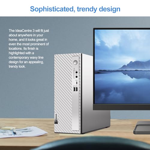 Lenovo IdeaCentre 3 SFF Desktop, Intel Dual-core Processor, 16GB RAM, 1TB SSD, HDMI, VGA, Card Reader, Wired Keyboard & Mouse, Wi-Fi 6, Windows 11 Home, Grey