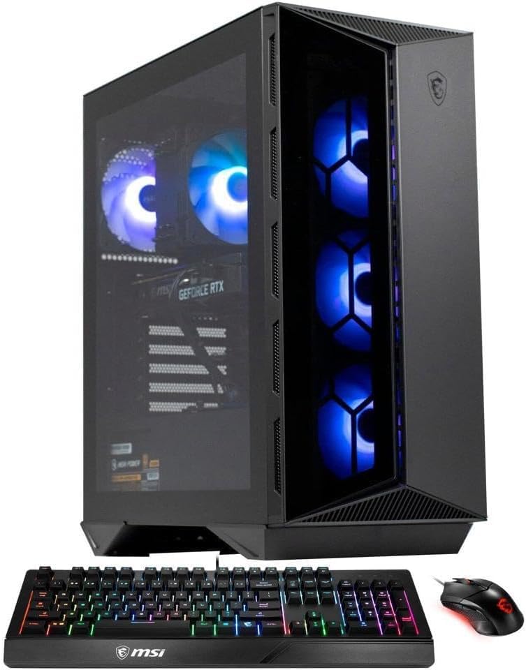 MSI Aegis RS Gaming Desktop: Intel Core i7-13700F Processor, RTX 4060 Ti, 64GB DDR5 RAM, 2TB M.2 NVMe + 2TB HDD, Fan Cooling, WiFi 6E, Keyboard & Mouse, DIY Friendly, Windows 11 Home, Black