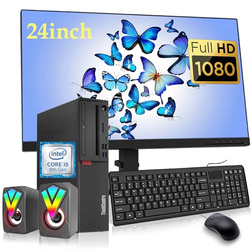 Lenovo ThinkCentre M720S SFF Desktop Computer, 24" FHD Monitor Bundle, RGB Speakers, PC Set, Intel Core i5-8500 3.00-4.10GHz, 16GB RAM, 512GB SSD, DVD, DP Cable, Keyboard&Mouse, Win10 Pro (Renewed)