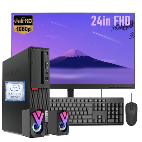Lenovo ThinkCentre M720s SFF Desktop Computer with 24" FHD Monitor, Intel Core i5-8500 up to 4.1GHz, 16GB RAM, 512GB SSD, Wired Keyboard and Mouse, Speakers, DVD, Wi-Fi, Win 10 Pro (Renewed)