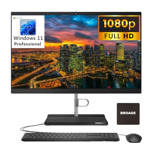Lenovo V50a 24 AIO 23.8" FHD Business All-in-One Desktop Computer, Intel Core i3-10100T (Beat i5-8300H), 16GB DDR4 RAM, 512GB PCIe SSD, DVDRW, 802.11AC WiFi, Bluetooth 5.0, Windows 11 Pro, BROAG