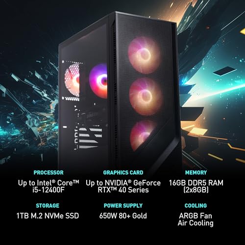 MSI Codex R2 Gaming Desktop: Intel Core i5-14400F, Geforce RTX 4060, 16GB DDR5, 1TB m.2 NVMe SSD, 80+ Gold PSU, WiFi, Keyboard & Mouse, DIY Friendly, Windows 11 Home: A14NUC5-232US