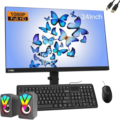 Lenovo ThinkCentre M720S SFF Desktop Computer, 24" FHD Monitor Bundle, RGB Speakers, PC Set, Intel Core i5-8500 3.00-4.10GHz, 16GB RAM, 512GB SSD, DVD, DP Cable, Keyboard&Mouse, Win10 Pro (Renewed)