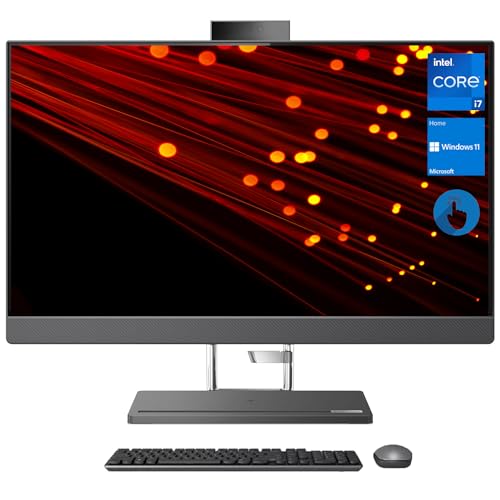 Lenovo IdeaCentre 5 AIO Desktop, 27" QHD 100Hz Touchscreen, Intel Core i7 12700H, 64GB DDR5 RAM, 2TB PCIe SSD, Wi-Fi 6, IR Camera, Windows 11 Home, HDMI, Ethernet, Wireless KB & Mouse, Black