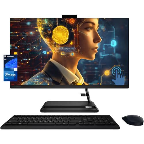 Lenovo IdeaCentre 27"" FHD All-in-One Touchscreen Business Desktop, 13th Gen Intel Core i7-13620H (10-Core) Processor, 64GB RAM, 1TB PCIe SSD, Ethernet Port, HDMI, WiFi 6, Windows 11 Pro, Black