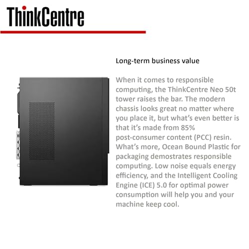 Lenovo ThinkCentre 50t Gen 3 Business Tower Desktop, Intel i5-12400(Beat i7-11700), 32GB RAM, 1TB SSD, VGA, HDMI, Support 2-Monitor 4K, DVD-RW, Wired KB&Mouse, Wi-Fi, SD Card Reader, Windows 11 Pro