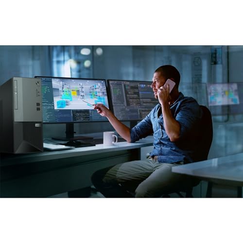 Lenovo V50t Gen 2 Business Desktop, Intel Quad-Core Processor, 4K 3-Monitor Support, DisplayPort, HDMI, VGA, Ethernet, DVD-RW, Wi-Fi, Bluetooth, Windows 11 Pro (32GB RAM | 256GB SSD + 1TB HDD), Black
