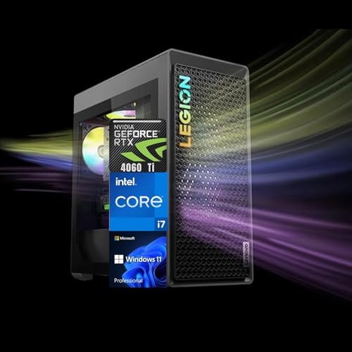 Lenovo Legion T5 High - Performance Gaming Tower Desktop, Intel Core i7-13700F, NVIDIA GeForce RTX 4060 Ti, 64GB DDR5 RAM, 2TB SSD + 2TB HDD, HDMI, Wired Keyboard&Mouse, Wi-Fi 6, Windows 11 Pro, Black
