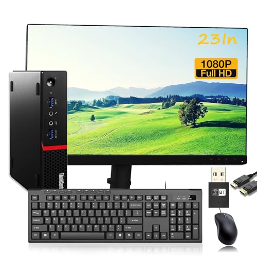 Lenovo ThinkCentre M700 Mini Desktop Computer & 23.8" New FHD Monitor Bundle, PC Set, Intel Core 6th Processor, 3.3GHz, 16GB RAM, 256GB SSD, DP Cable, Keyboard&Mouse, Windows 10 Pro (Renewed)