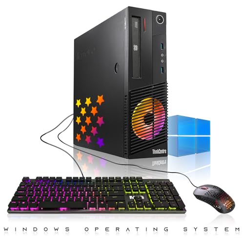 Lenovo Desktop PC Gaming Bundle - Intel Core i7, 16GB RAM, 512GB SSD, 24-inch Curved Monitor, GT 1030 2GB, RGB Speaker, RGB Keyboard Mouse, WiFi, Win 10 Pro (Renewed)
