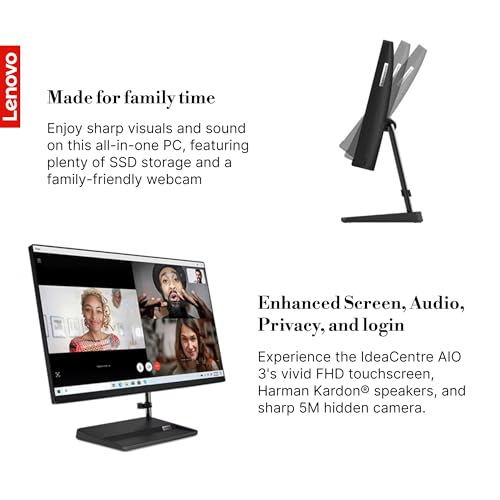 Lenovo IdeaCentre 3 AIO Desktop - 27"" Touch FHD Display, Intel Core i7-13620H, 64GB RAM, 2TB SSD, Integrated 5MP Webcam, Wi-Fi, Bluetooth, Windows 11 Pro, Includes Wireless Keyboard & Mouse, Black