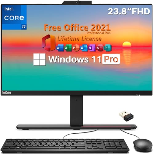 Lenovo Newest ThinkCentre M90a All-in-One Desktop, with Microsoft Office Lifetime Office & Windows 11 Pro, 23.8" FHD, Intel 8-Core i7-10700 CPU, 16GB RAM, 512GB SSD, HDMI, with Wireless USB WiFi