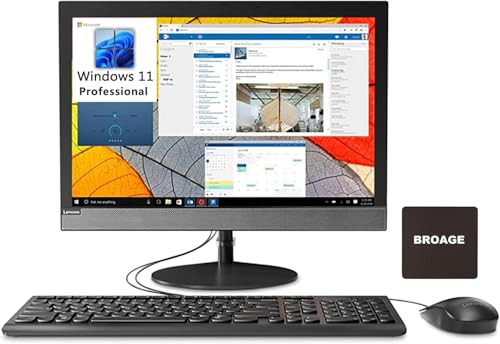 Lenovo V130 AIO 19.5" WXGA+ Business All-in-One Desktop Computer, Intel Celeron J4025, 8GB DDR4 RAM, 256GB SSD, DVDRW, WiFi, Bluetooth, Keyboard and Mouse, Windows 11 Pro, BROAG