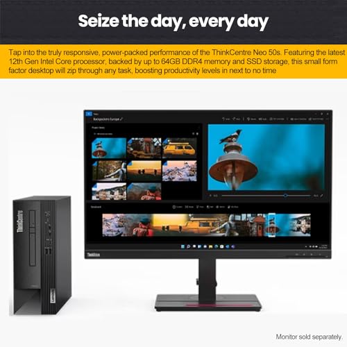 Lenovo ThinkCentre 50s Small Form Factor Business Desktop, i7-12700K, 16GB RAM, 512GB SSD, UHD 770 with HDMI Support 2-Monitor 4K, DP, VGA, DVI, SD Card Reader, Wired KB & Mouse, Wi-Fi, Windows 11 Pro