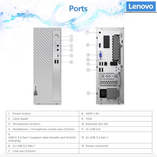 Lenovo IdeaCentre 3i Desktop Computer, 14th Intel Core i5 14400 Processor, 32GB RAM, 1TB PCIe SSD, DVD, Wi-Fi 6, BlueTooth, HDMI, Windows 11, w/WOWPC 512GB External Storage