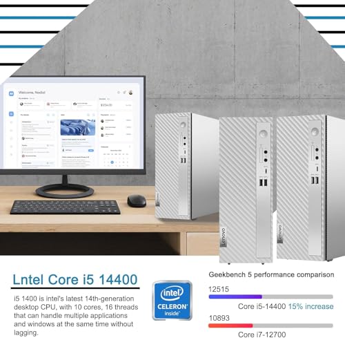 Lenovo IdeaCentre 3i Desktop Computer, 14th Intel Core i5 14400 Processor, 32GB RAM, 1TB PCIe SSD, DVD, Wi-Fi 6, BlueTooth, HDMI, Windows 11, w/WOWPC 512GB External Storage