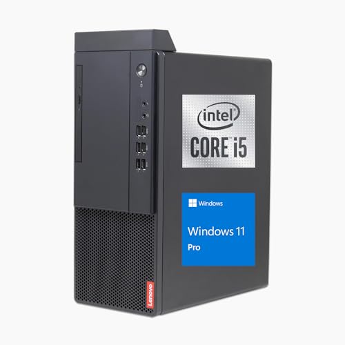 Lenovo V50t Business Tower Desktop, Intel 6-Core Processor(Beats i7-9700), 16GB RAM, 1TB SSD, Wired Keyboard & Mouse, DVD-RW, 2-Monitor Support 4K, HDMI, RJ-45, VGA, Wi-Fi, Windows 11 Pro, Black