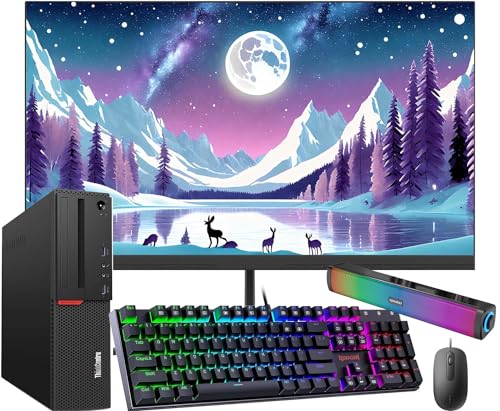 Lenovo ThinkCentre M700 SFF Desktop Computer with 24'' FHD Monitor, Core i3-6100 3.70GHz, 16GB DDR4, 256GB SSD & 500GB, Speaker, RGB Keyboard and Mouse, Windows 10 Pro (Renewed)