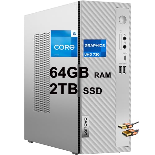 Lenovo IdeaCentre 3i Business Desktop Intel 10-core i5-14400 (Beats i7-12700) 64GB RAM 2TB SSD USB-C Win11 Silver + HDMI Cable