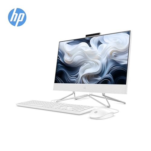 HP Newest All-in-One Desktop - 21.5" FHD Display, Intel Processors with UHD Graphics, 32GB RAM, 1TB SSD + 500 GB P500 External SSD, Webcam, RJ-45, Windows 11 Pro, Wired Keyboard & Mouse, White