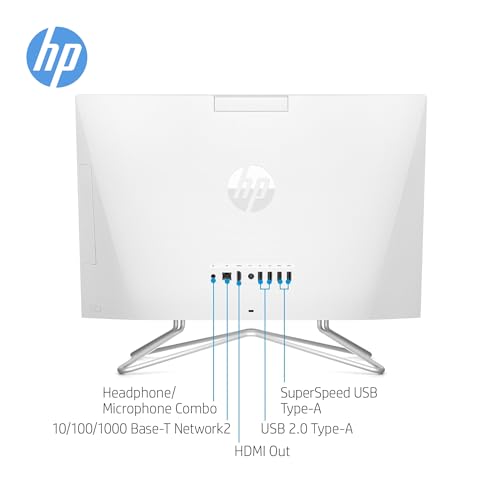 HP Newest All-in-One Desktop - 21.5" FHD Display, Intel Processors with UHD Graphics, 32GB RAM, 1TB SSD + 500 GB P500 External SSD, Webcam, RJ-45, Windows 11 Pro, Wired Keyboard & Mouse, White