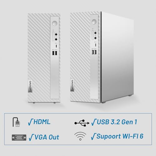 Lenovo IdeaCentre 3i Desktop Computer, 14th Intel Core i5 14400 Processor, 32GB DDR4, 2TB NVMe SSD,Wi-Fi 6, Wired Keyboard & Mouse, Windows 11 Home, HDML, Grey