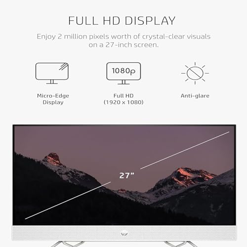 HP 27 inch All-in-One Desktop Computer, FHD IPS Touchscreen, AMD Ryzen 7 5700U Processor, 32GB RAM, 2TB PCIe SSD, Wi-Fi 6, Webcam, HDMI, Wired KB&Mouse, Windows 11 Home, P500 Portable SSD