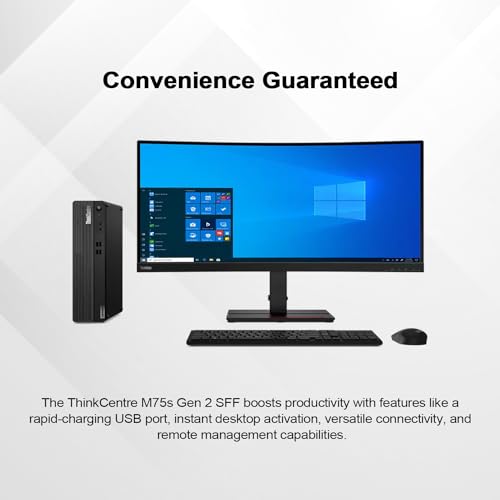 Lenovo ThinkCentre Business SFF Desktop, AMD Ryzen 5 Pro 4650G(Beat i5-10400), 16GB RAM, 256GB SSD + 1TB 3.5" HDD, Bluetooth, Wired Keyboard & Mouse, Wi-Fi, HDMI, DP, Windows 11 Pro, Black