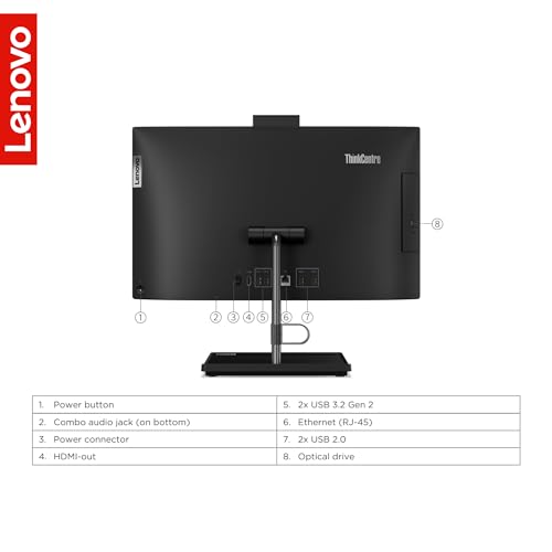 Lenovo ThinkCentre Neo 30a 23.8” FHD IPS All-in-One Desktop, Intel Core i3-1215U, 32GB RAM, 512GB SSD, Wired Keyboard & Mouse, DVD-RW, RJ-45, HDMI, Wi-Fi 6, Webcam, Windows 11 Pro, Black