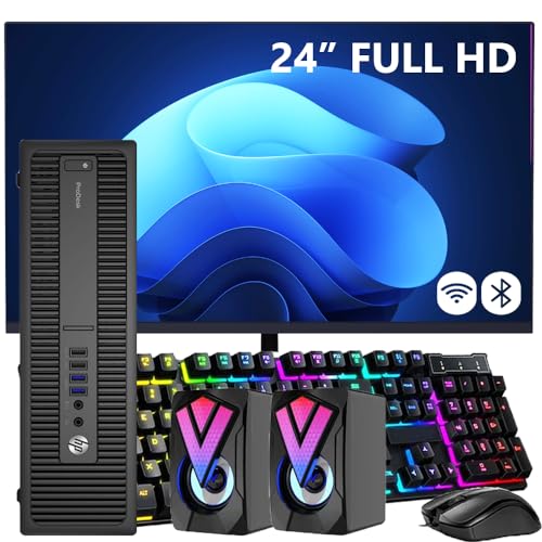 HP ProDesk 600G2 SFF Desktop Computer PC, i5-6500, 24“ FUlLL HD Monitor,16GB RAM, 256GB SSD, 1TB HDD, WiFi, Bluetooth, Win10 Pro (Renewed)