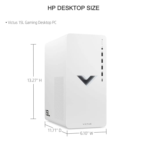HP Victus 15L Ryzen 5 RTX 4060 Gaming Desktop, AMD Ryzen 5 5600G, GeForce RTX 4060, 32GB RAM, 2TB SSD, HDMI, DP Port, RJ45, Wi-Fi 6, Windows 11 Home, White