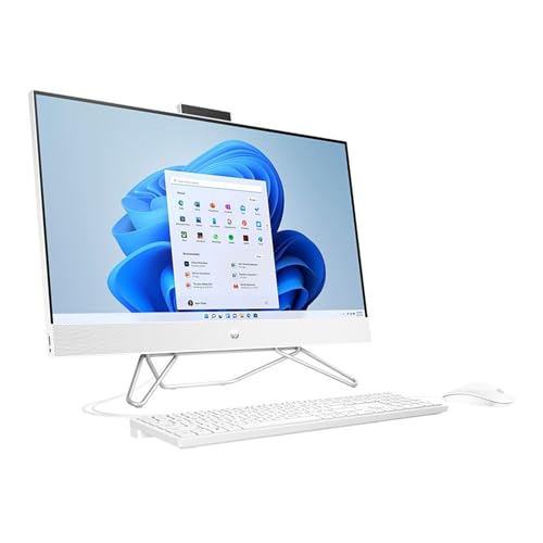 HP 27 inch All-in-One Desktop Computer, FHD Touchscreen, AMD Ryzen 7 Processor, 64GB RAM, 1TB PCIe SSD, Wi-Fi, Webcam, HDMI Out, KB&Mouse Combo, P500 Portable SSD, Windows 11, White