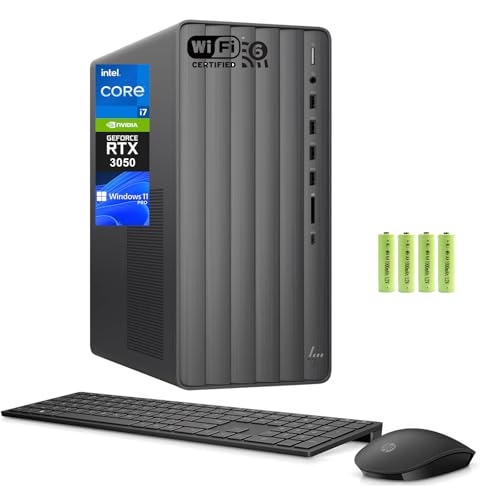 HP Envy TE01 Business Gaming Desktop PC, 12th Gen Intel Core i7-12700, 64GB RAM 4TB PCIE SSD+4TB HDD, GeForce RTX 3050, Wi-Fi 6, Bluetooth, Type-C, Wireless KYD & Mouse, Windows 11 Pro, w/Battery