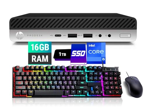 HP ProDesk 600 G3 Mini PC Desktop Computer, Core i5-6500 3.2GHz Up to 3.60GHz, 16GB DDR4 RAM, 1TB SSD, WiFi, BT, Keyboard & Mouse, 4K Support, DP, USB 3.0, Windows 10 Pro (Renewed)