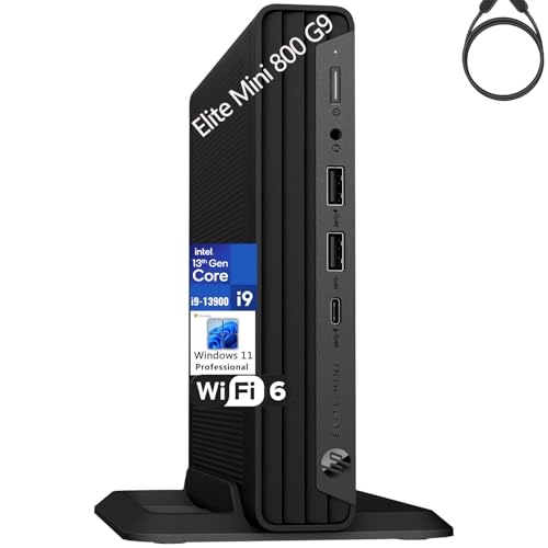 HP Elite Mini 800 G9 PC Business Desktop Computer, 13th Gen Intel 24-Core i9-13900 up to 5.6GHz, 64GB DDR5 RAM, 1TB SSD, WiFi 6, Bluetooth, Type-C, Keyboard and Mouse, Windows 11 Pro, Tilsiy