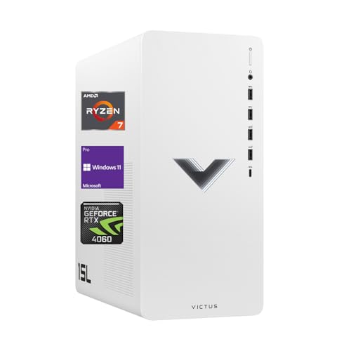 HP Victus 15L Ryzen 7 RTX 4060 Premium Gaming Desktop, AMD Ryzen 7 5700G, GeForce RTX 4060, 64GB RAM, 2TB SSD, RJ45, HDMI, DP Port, Wi-Fi 6, Windows 11 Pro, White
